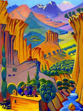 Armenian Woman With A Saz Musical Instrument Artwork by Martiros Sarian