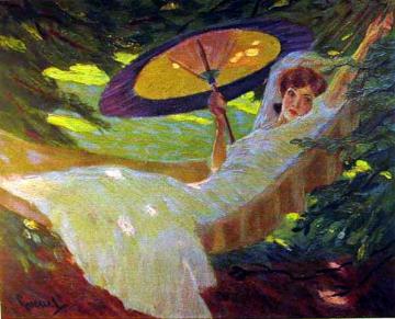 Girl In The Hammock Artwork by Edward Cucuel