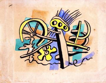 The Wheel in a Landscape Artwork by Fernand Léger