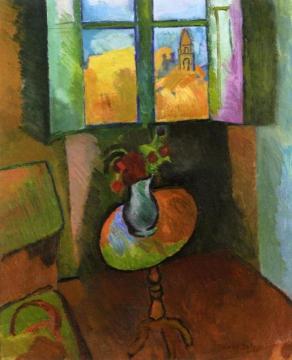 Pedistal Table, Rue Seguier Artwork by Raoul Dufy