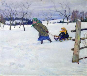 Going to Grandmother Artwork by Nikolai Petrovich Bogdanov-belsky