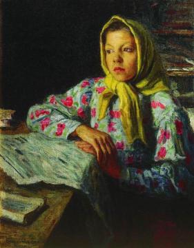 Portrait of a Girl Artwork by Nikolai Petrovich Bogdanov-belsky