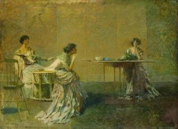 The Gossip Artwork by Thomas Wilmer Dewing
