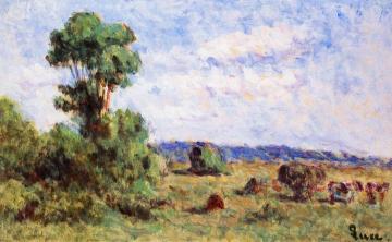 Haymaking at Ile de France Artwork by Maximilien Luce