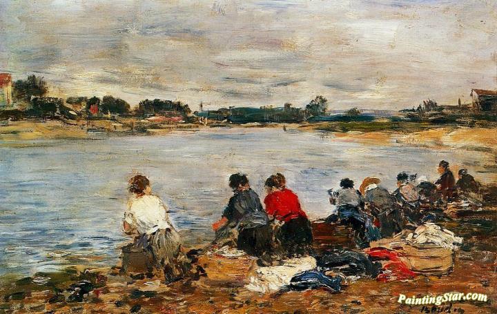 Laundresses on the Banks of the Touques Artwork by Eugène-Louis Boudin