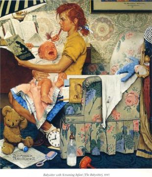 Babysitter Artwork by Norman Rockwell