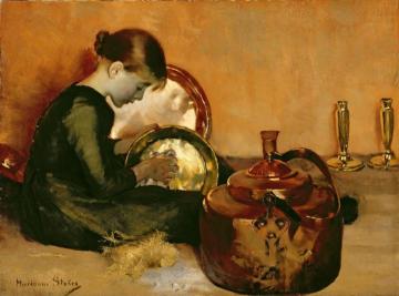 Polishing Pans Artwork by Marianne Stokes