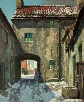 Winter; Tickhill Yorkshire Artwork by Stanley Royle
