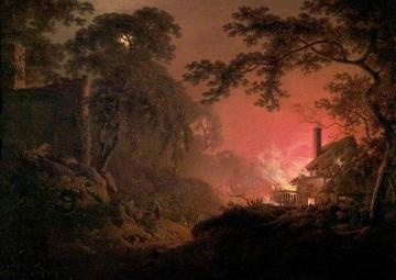 Cottage On Fire Artwork by Joseph Wright of Derby