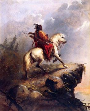 Crow Indian On The Lookout Artwork by Alfred Jacob Miller
