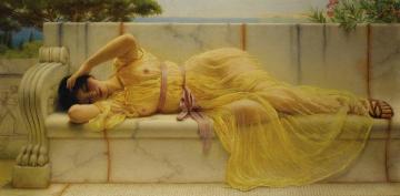 Girl In Yellow Drapery Artwork by John William Godward