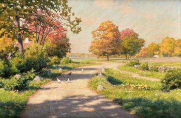 Chickens on a Bridge Artwork by Johan Krouthén