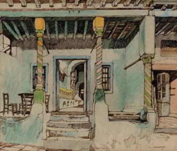 The Entrance of the Coffeehouse (L'entrée du café) Artwork by Léon Cauvy