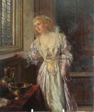 Lady at the Window Artwork by Talbot Hughes