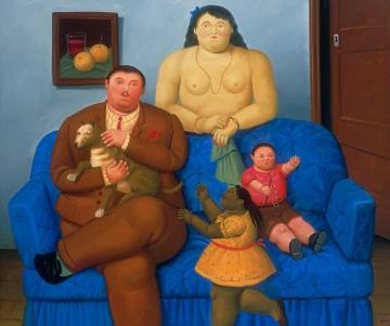 Family on a Couch Artwork by Fernando Botero