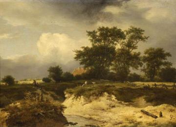 Landscape, a Brook and Farm-house among Trees Artwork by Jacob van Ruisdael