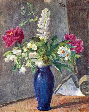 Blue vase Artwork by Pyotr Konchalovsky