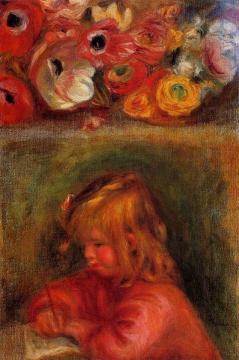 Portrait of Coco and Flowers Artwork by Pierre Auguste Renoir