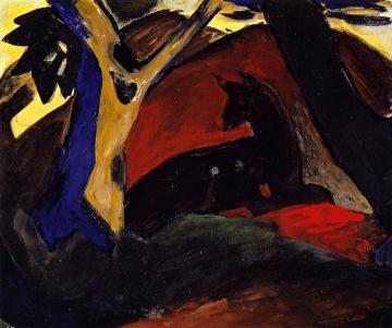Crouching Deer Artwork by Franz Marc
