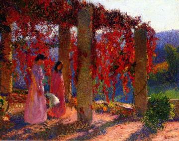 Young Women Beneath the Arbor Artwork by Henri Martin