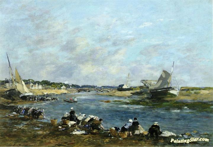 Laundresses on a Branch of the Touques Artwork by Eugène-Louis Boudin