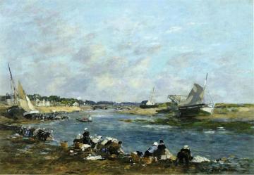 Laundresses on a Branch of the Touques Artwork by Eugène-Louis Boudin