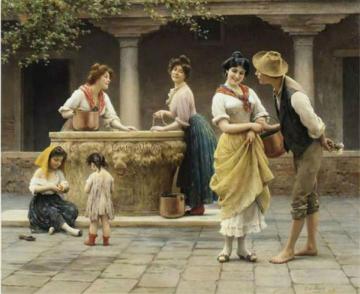 Gossiping At The Well Artwork by Eugen Von Blaas