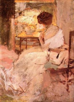 Lady In A White Evening Gown Artwork by Richard Edward Miller