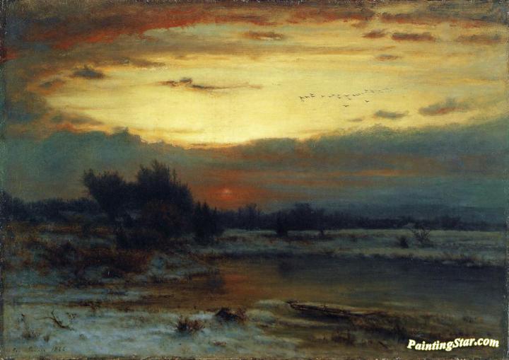 Winter, Close Of Day Artwork by George Inness