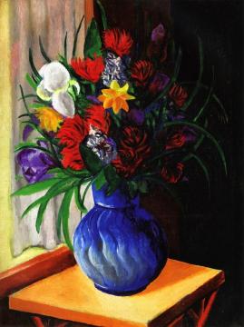 Bouquet in a Blue Vase Artwork by Moise Kisling