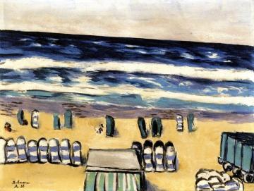 Blue Sea with Beach Chairs Artwork by Max Beckmann