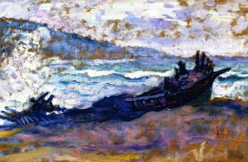 Boats on the Beach (Study for 'The Wreck') Artwork by Henri Edmond Cross