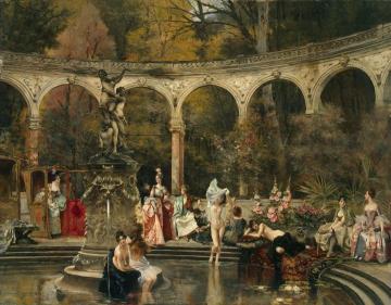 Bathing Of Court Ladies In The 18th Century Artwork by Francois Flameng