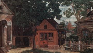 Stage design for Alexander Ostrovsky's play Artwork by Nikolai Krymov