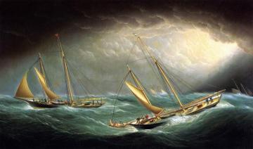 Four Yachts in a Storm Artwork by James E. Buttersworth