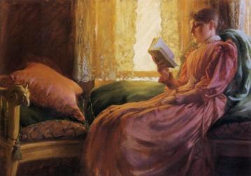 Girl Reading Artwork by Charles Courtney Curran