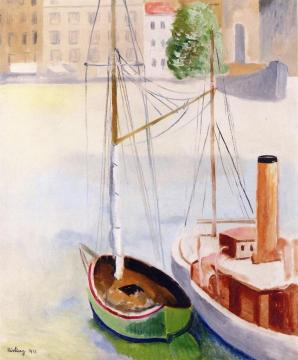 The Port of Marseille Artwork by Moise Kisling