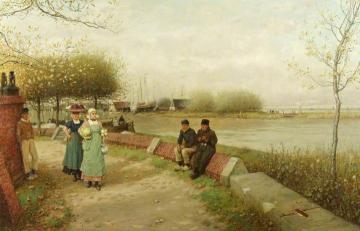 An Exchange of Compliments, Muiden, North Holland Artwork by George Henry Boughton
