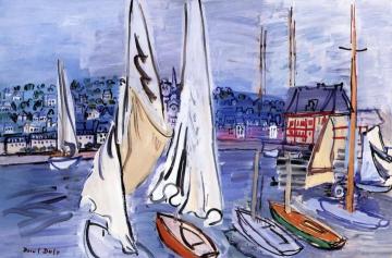 Sailing Boats In Deauville Harbor Artwork by Raoul Dufy