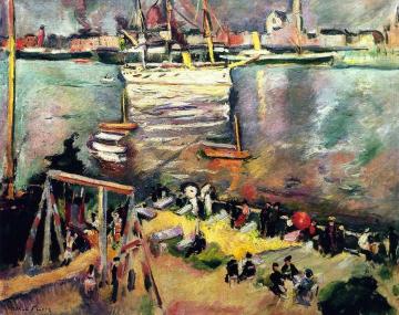 The Entrance of a Corvette into the Port of Antwerp Artwork by Emile-othon Friesz