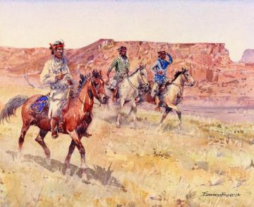 Indians on Horseback Artwork by Edward Borein