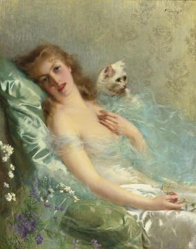 The White Cat Artwork by Vittorio Matteo Corcos
