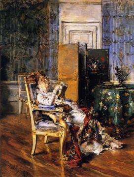 Woman Reading Artwork by Giovanni Boldini