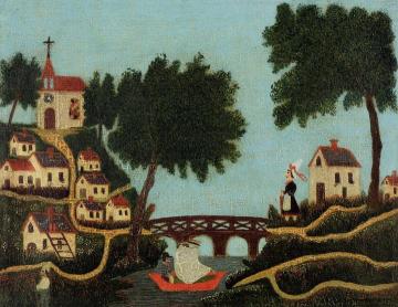 Landscape with Bridge Artwork by Henri Rousseau