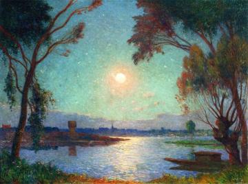 Banks of the Loire in Moonlight Artwork by Ferdinand du Puigaudeau