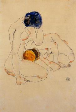 Two Friends Artwork by Egon Schiele