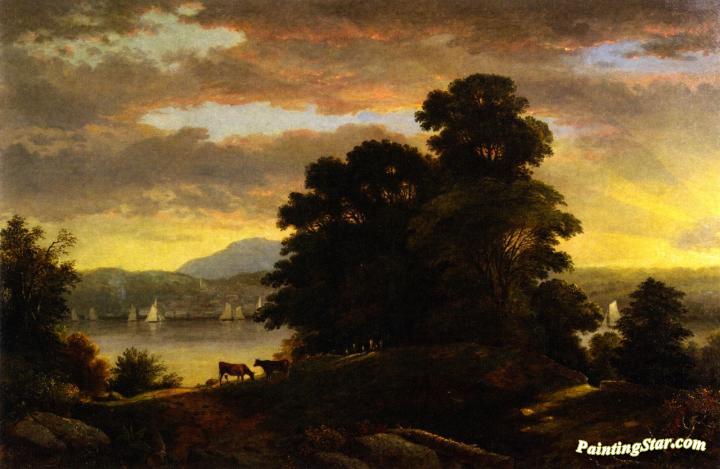 View on the Hudson (rondout) Artwork by Christopher Pearse Cranch