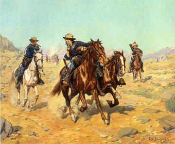 Saving Their Lieutenant Artwork by Charles Schreyvogel