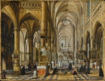Interior Of Antwerp Cathedral Artwork by Paul Vredeman de Vries