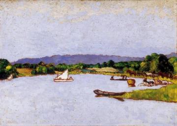 Waterside Landscape Artwork by József Rippl-Rónai